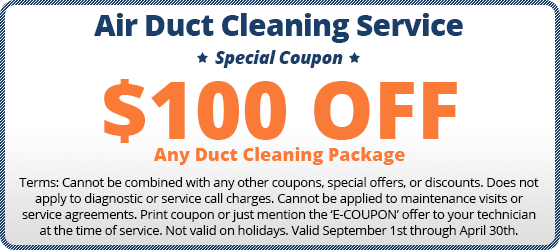 $100 off air duct cleaning coupon